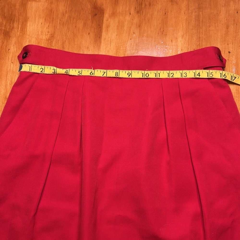 Liz Claiborne Preppy Corporate Red 100% Wool Pleated Pencil Skirt Vintage 80/90s - Picture 5 of 11